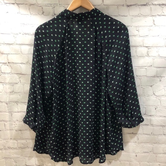 CAbi Martini Top Blouse Style #5019 Size Small Blue Green Button Front Polka Dot - Picture 4 of 10